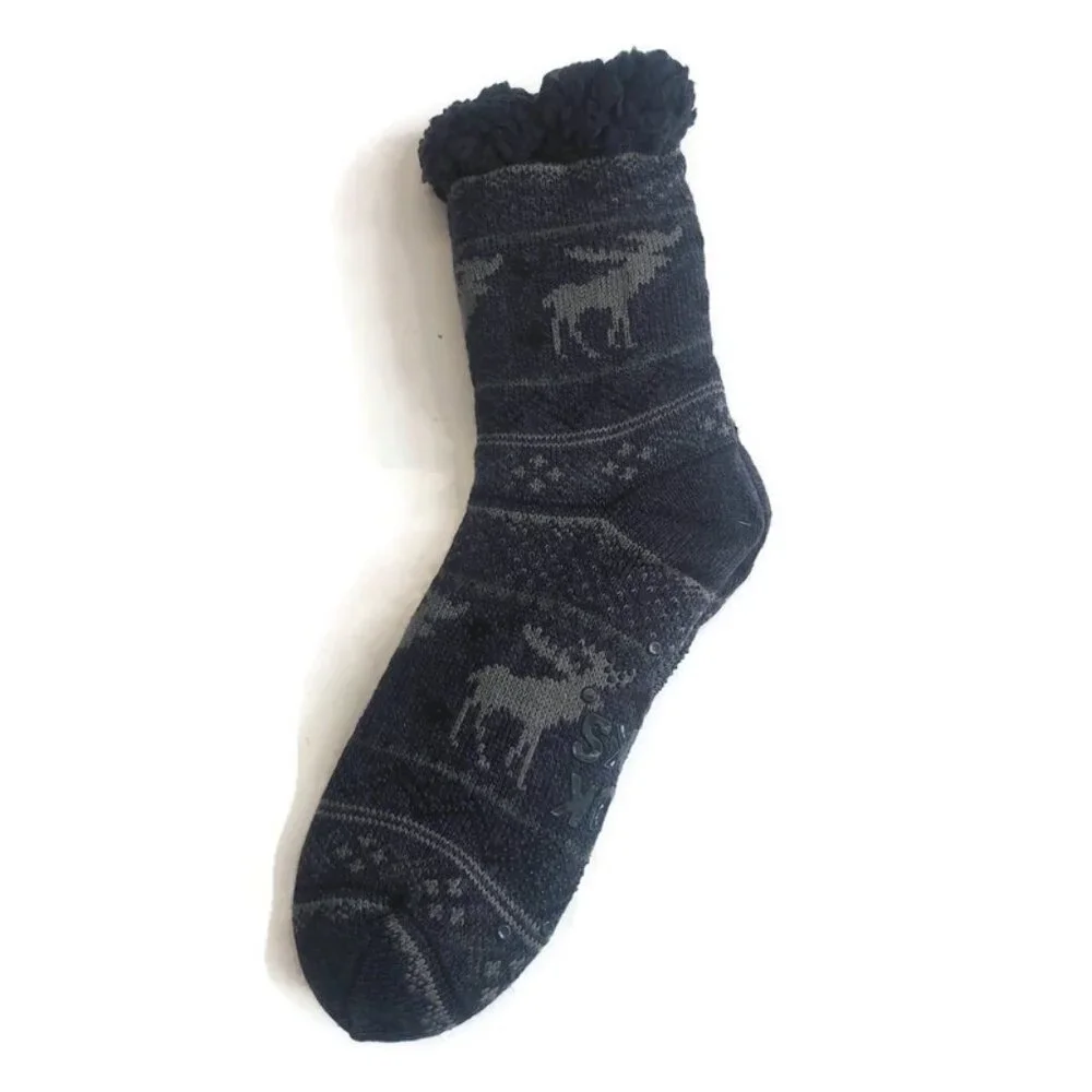 MUK LUKS Mens Cabin Socks L/XL Shoe Size 11/13 Blue Moose Multi Warm and Cozy RT - Picture 5 of 5